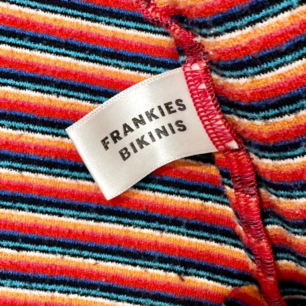 FRANKIES BIKINIS‎ Coco Stripe Terry Cover-up Top In Sunset Stripe Sz L - Picture 9 of 9
